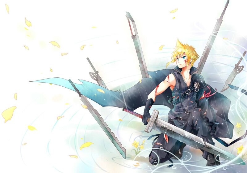 Cloud Strife with multiple swords