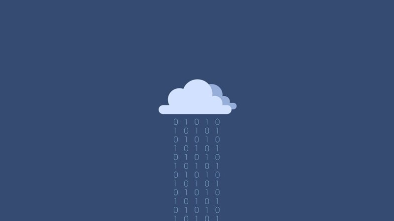 Cloud with Binary Code — Blue, Minimalist, Vector Art, Binary Code