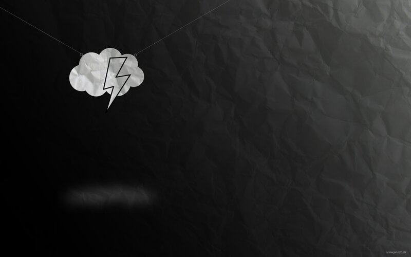 Cloud with Lightning Bolt — Black, Dark