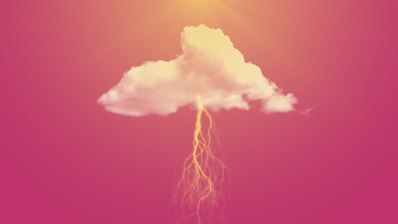 Cloud with Lightning Bolt — Pink