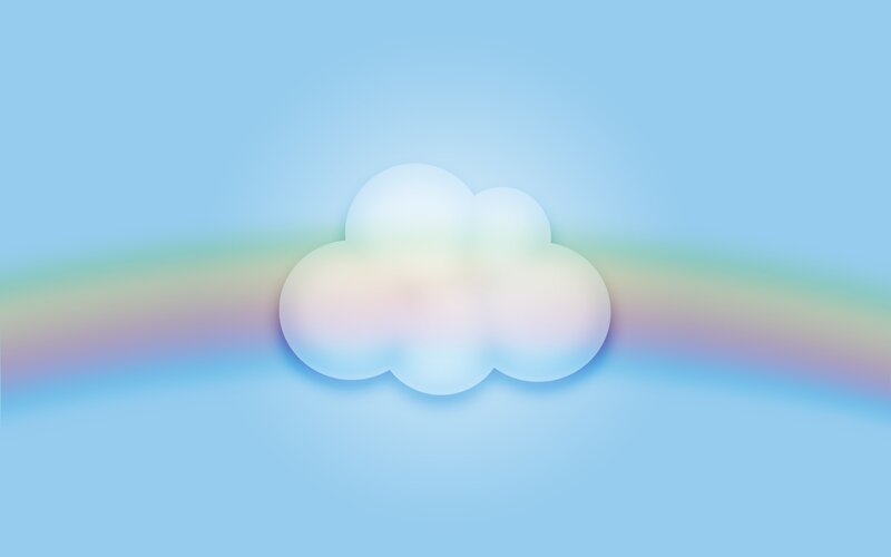 cloud with rainbow background