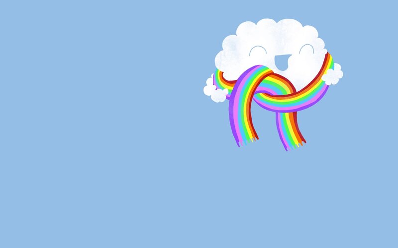 cloud with rainbow scarf