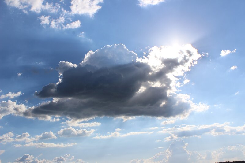 Cloud with Sun Rays — Blue, Dramatic, Afternoon