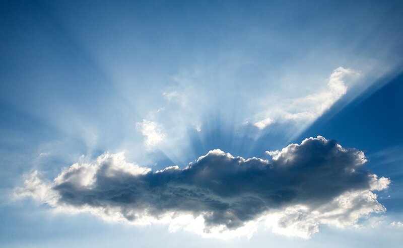 Cloud with Sun Rays — Blue, Dramatic