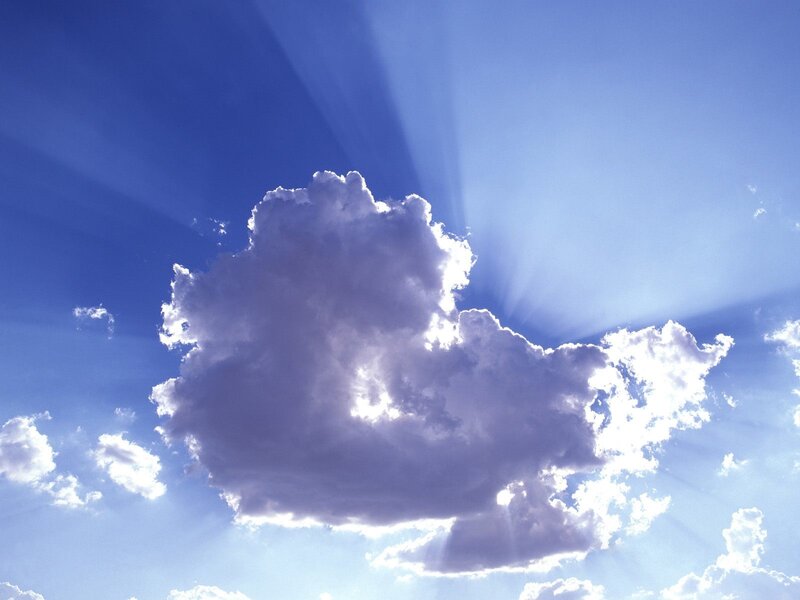 Cloud with Sun Rays — Blue, Serene, Afternoon, Photograph, Sunlight, Sky, Clouds