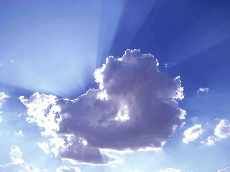 Cloud with Sun Rays — Blue, Serene, Afternoon, Photograph, Sunlight, Sky