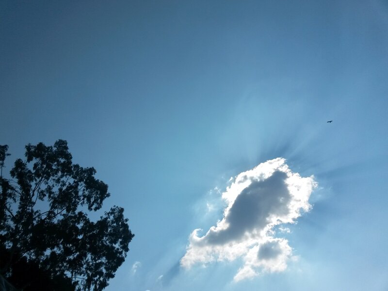 Cloud with Sun Rays — Blue, Serene, Afternoon, Photograph
