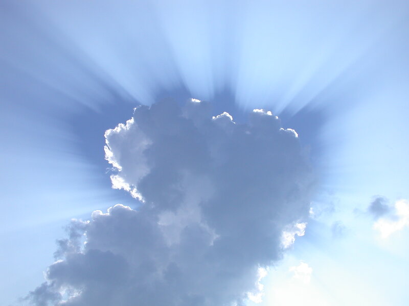 Cloud with Sun Rays — Blue, Serene