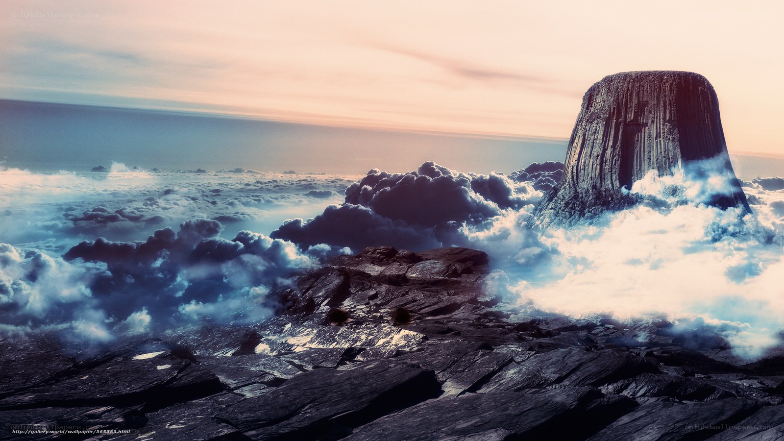 Clouds above a rock formation