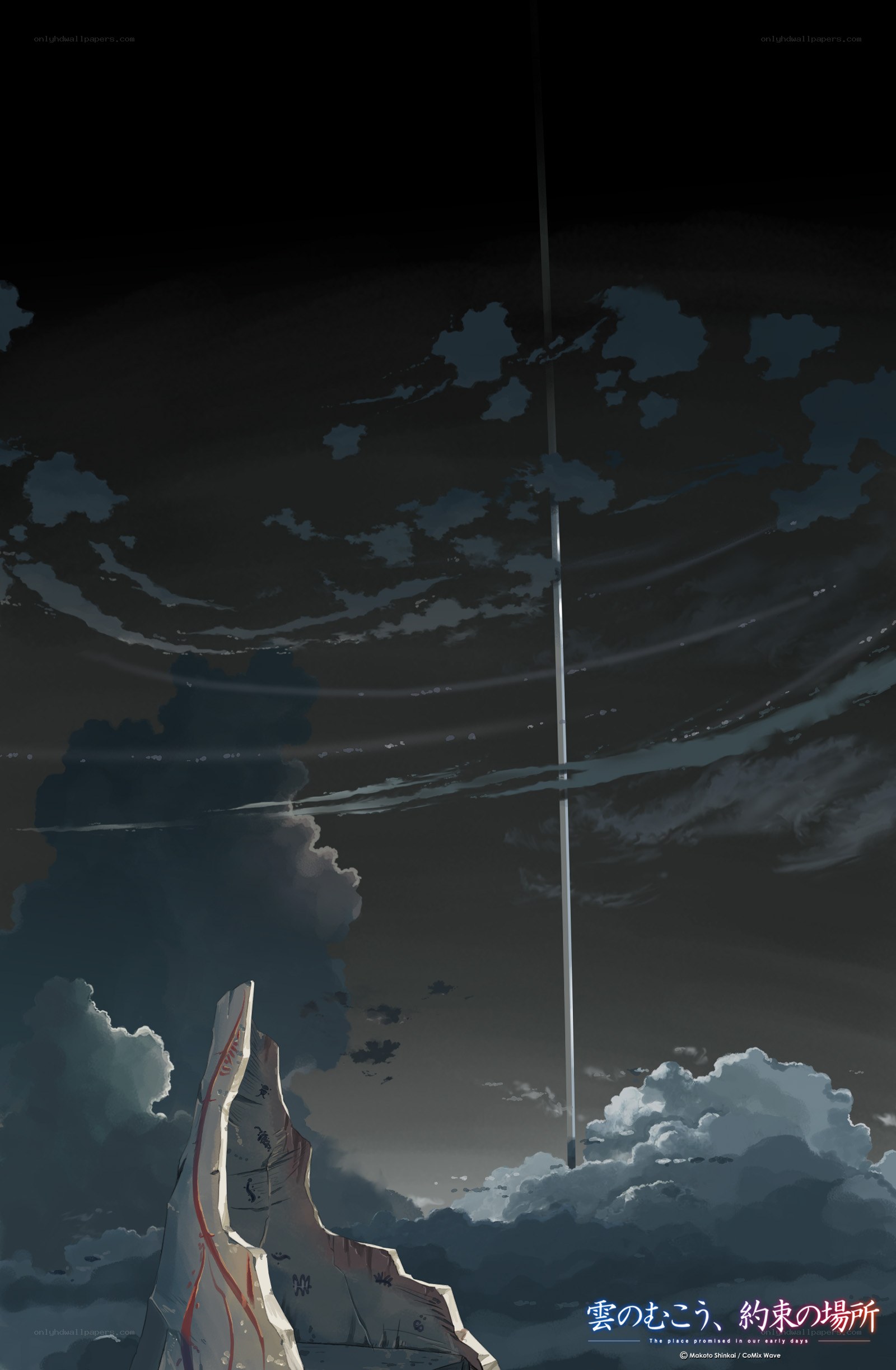Clouds and a tall pole
