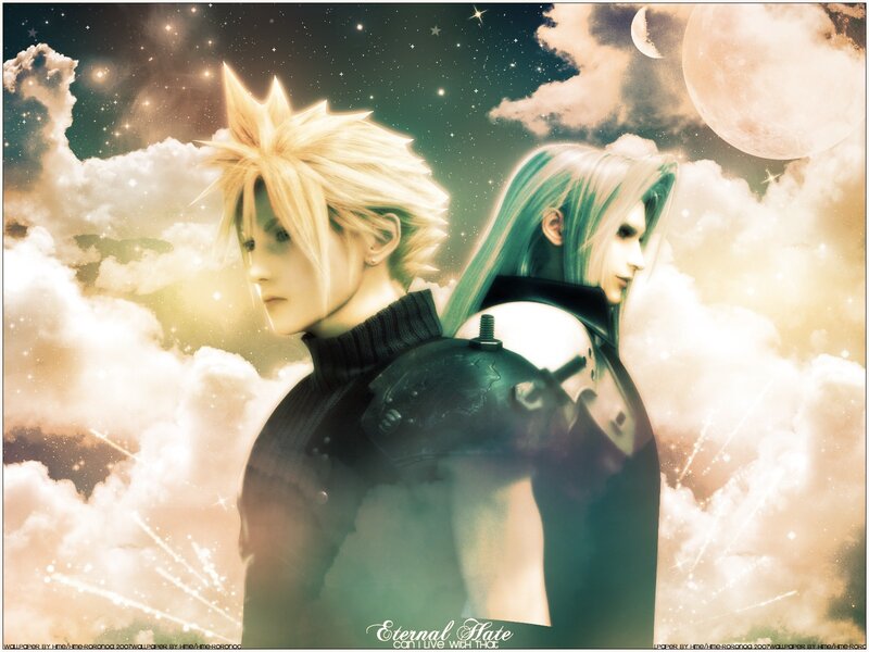 Clouds and stars with two characters