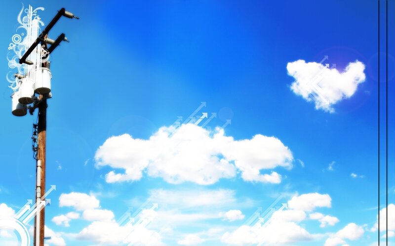 Clouds and Utility Pole — Blue