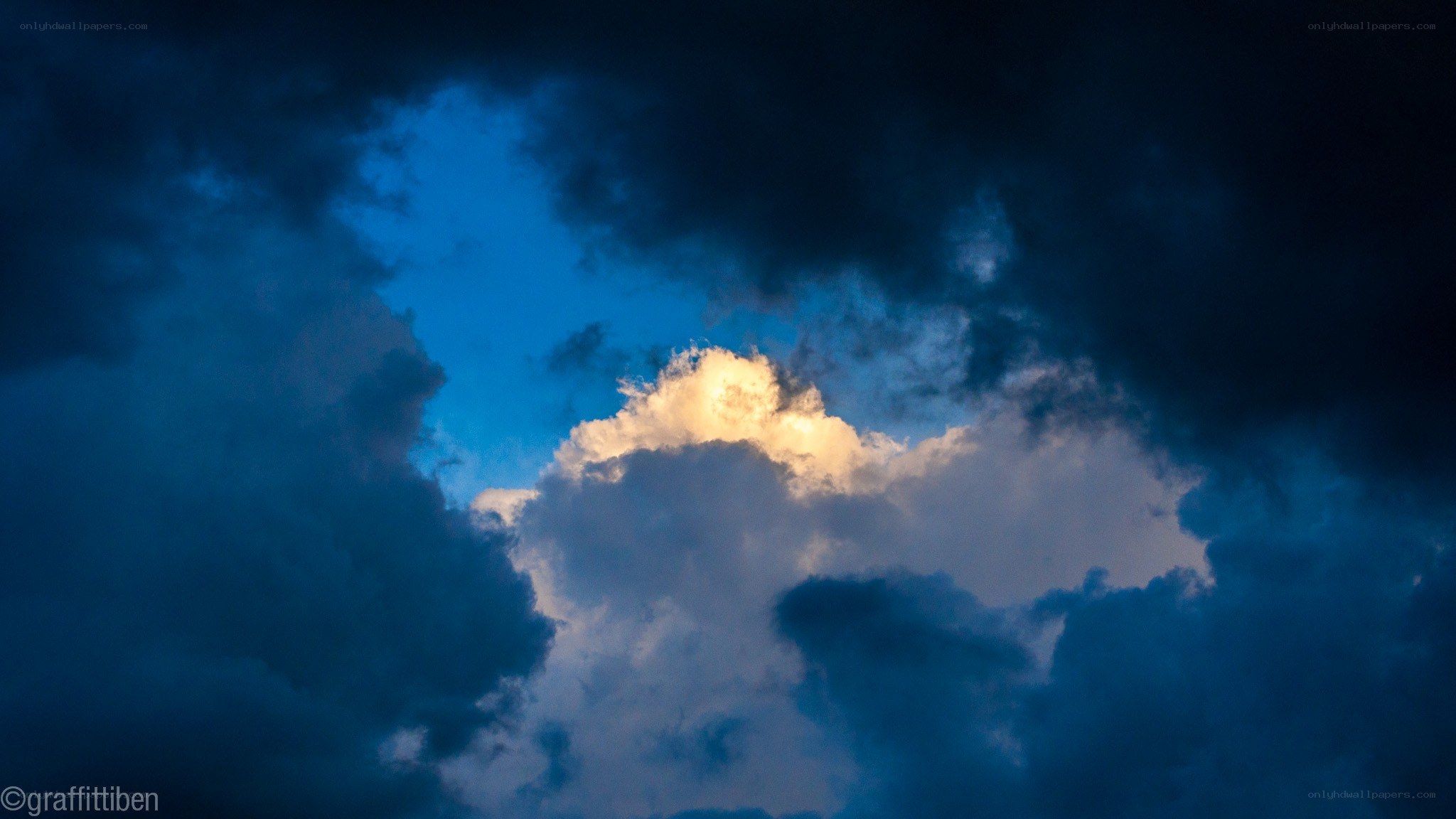 clouds at dusk with golden light