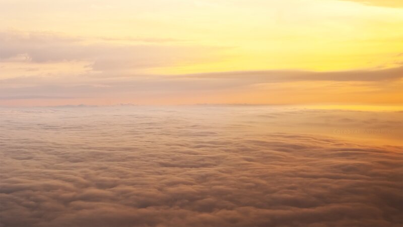 clouds at sunrise from above