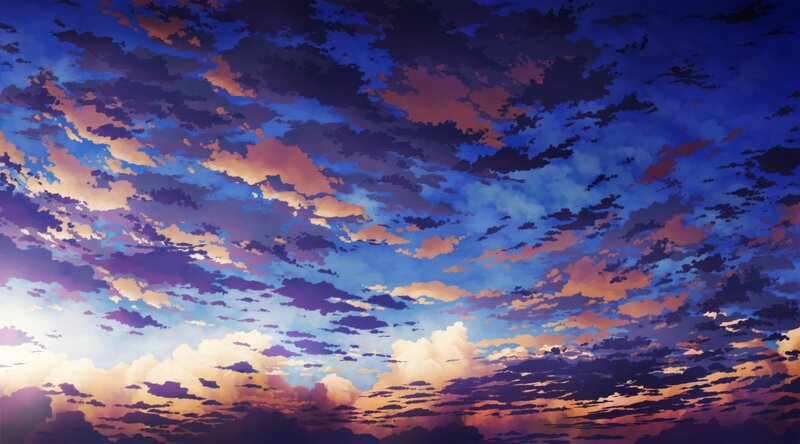 Clouds at Sunset — Blue, Dramatic, Anime