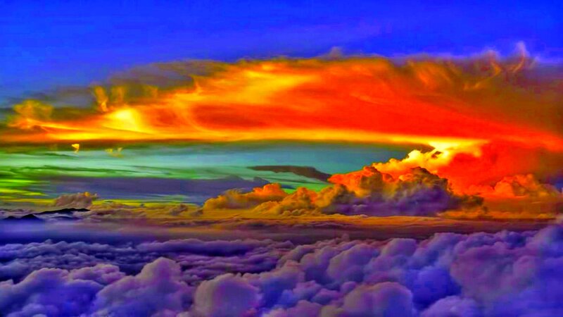 Clouds at Sunset — Blue, Dramatic, Digital Art