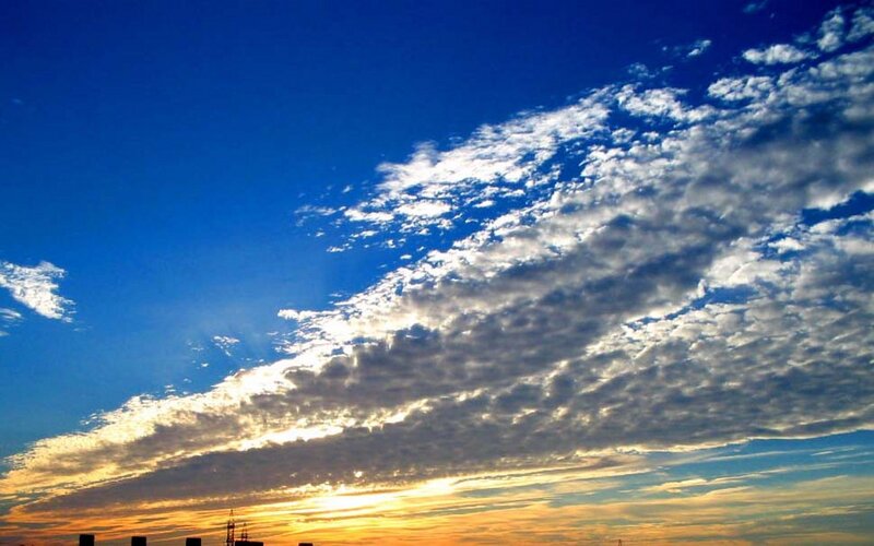 Clouds at Sunset — Blue, Dramatic, Photograph, Sky, Cityscape