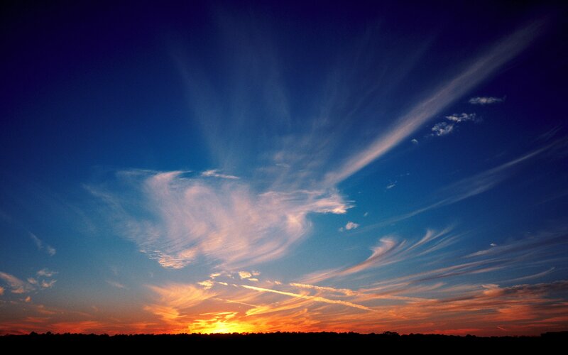 Clouds at Sunset — Blue, Dramatic, Photograph, Sky, Horizon