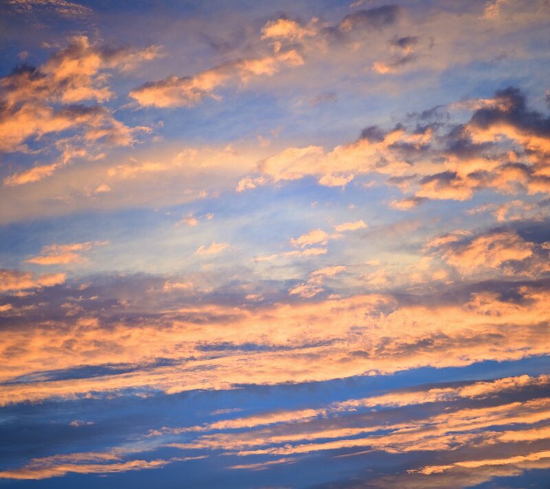 Clouds at Sunset — Blue, Dramatic, Photograph, Sky, Orange, Yellow
