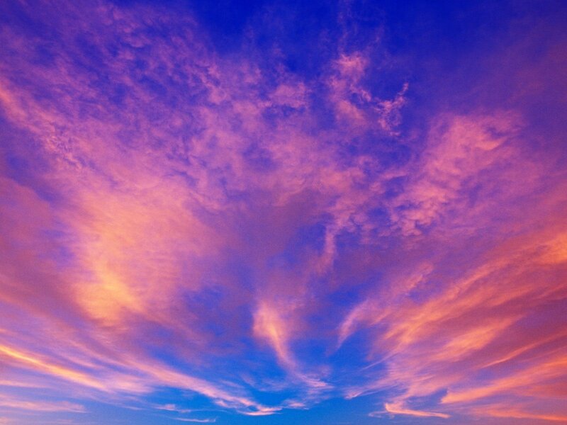 Clouds at Sunset — Blue, Dramatic, Photograph, Sky, Purple, Orange