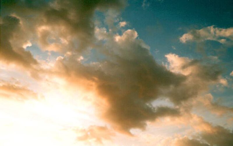 Clouds at Sunset — Blue, Dramatic, Photograph, Sky, Sun, Orange