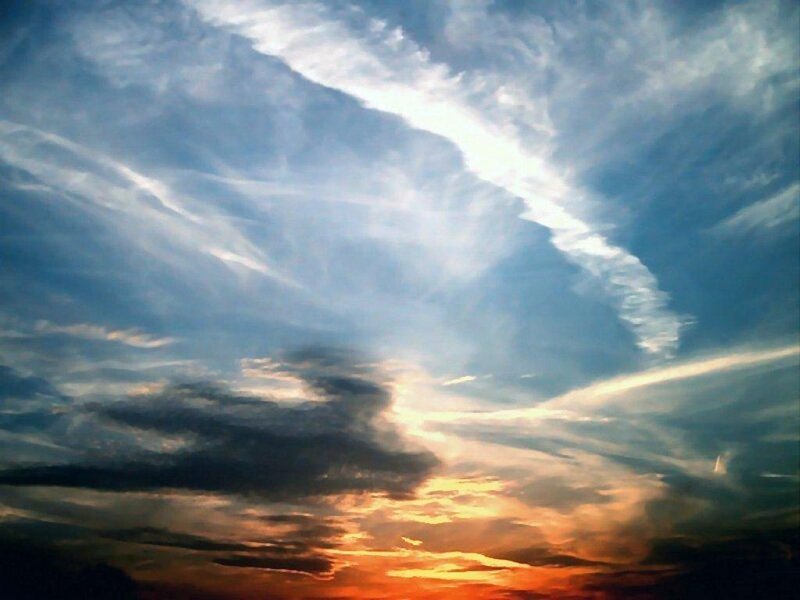 Clouds at Sunset — Blue, Dramatic, Photograph, Sky, Sunlight