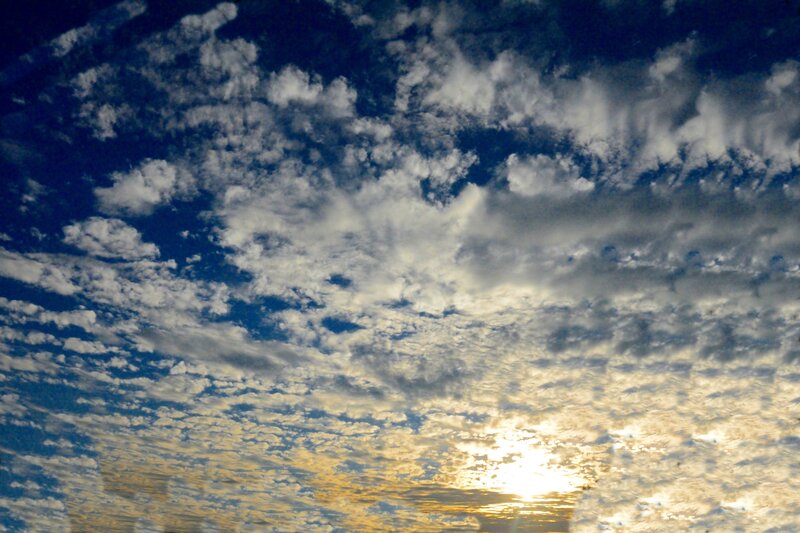 Clouds at Sunset — Blue, Dramatic, Photograph, Sun, Sky