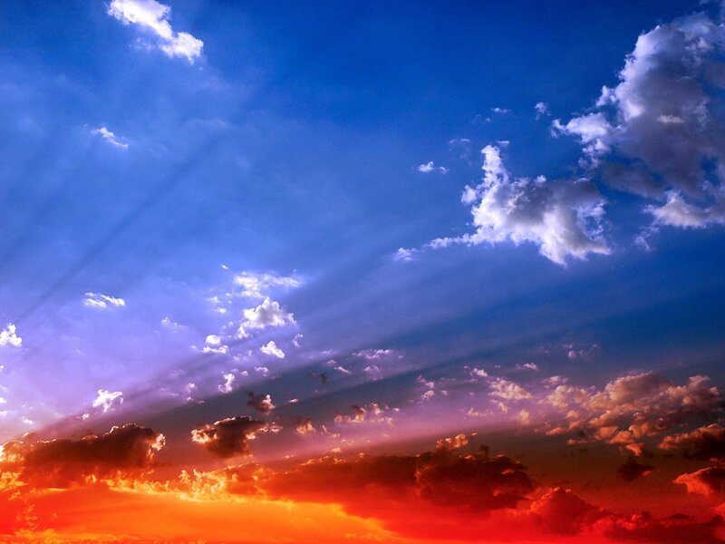 Clouds at Sunset — Blue, Dramatic, Photograph, Sunlight