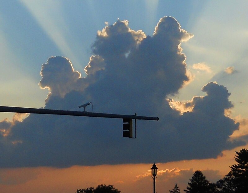Clouds at Sunset — Blue, Dramatic, Photograph, Traffic Light