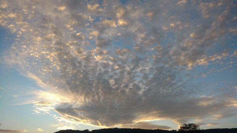 Clouds at Sunset — Blue, Serene, Photograph, Sky, Mountains