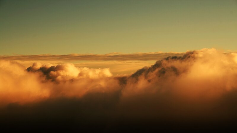 clouds at sunset from above