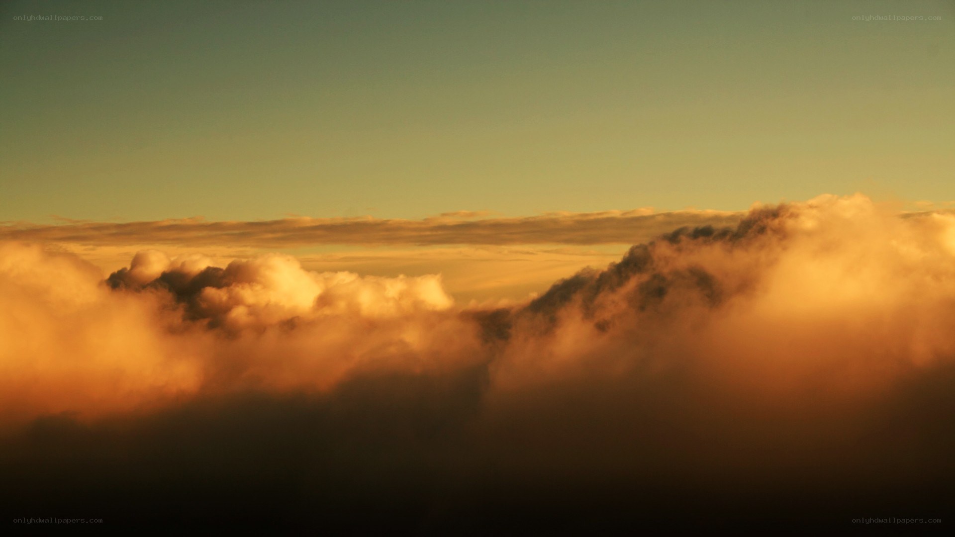 clouds at sunset from above