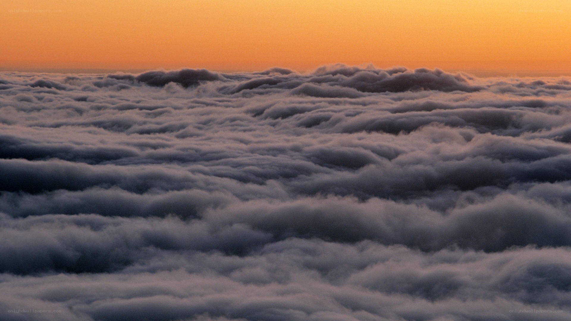 clouds at sunset from above