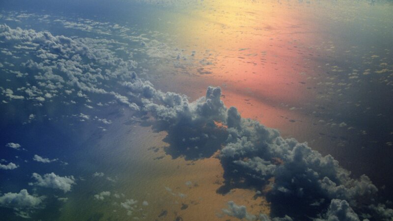 clouds at sunset from above