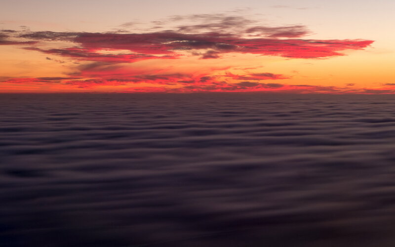 clouds at sunset from above
