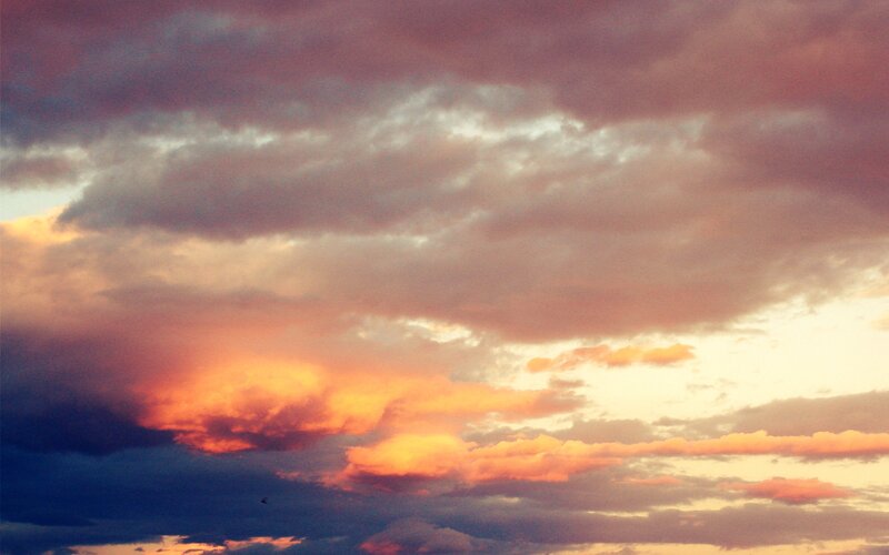Clouds at Sunset — Orange, Dramatic, Photograph, Sky, Bird