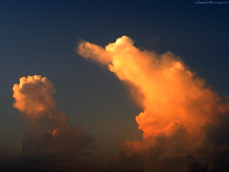 Clouds at Sunset — Orange, Dramatic, Photograph, Sky, Blue, Dark Gray
