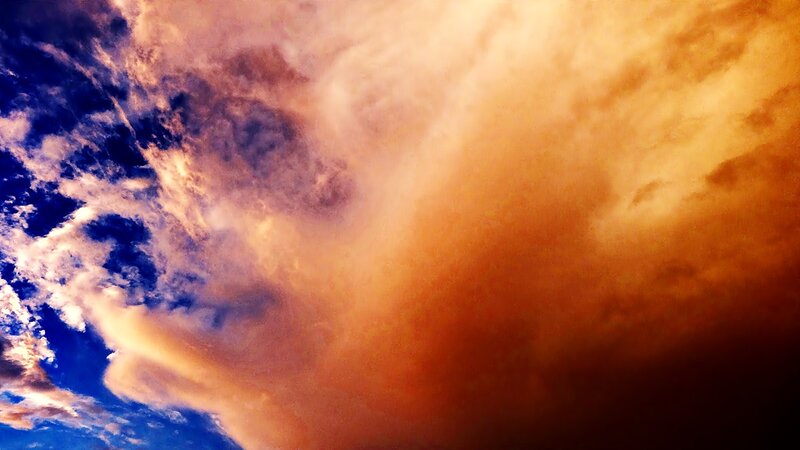 Clouds at Sunset — Orange, Dramatic, Photograph, Sky, Blue, White