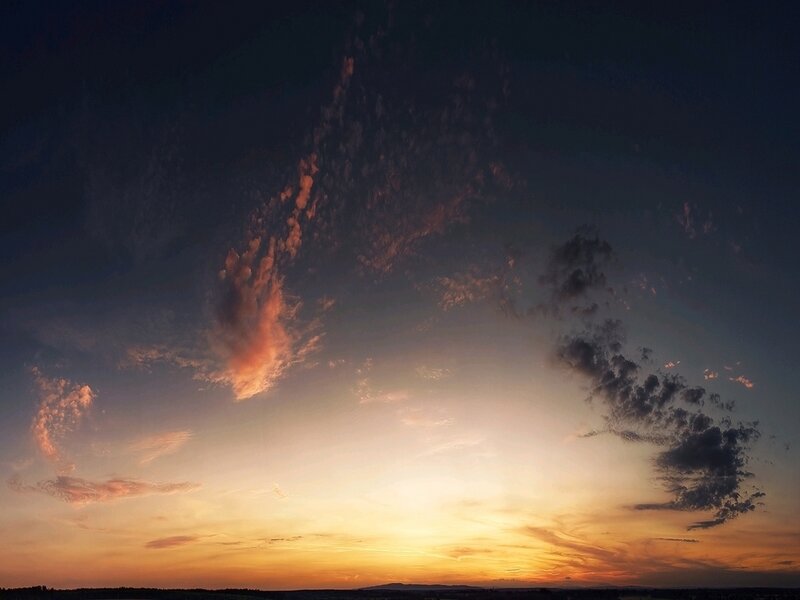 Clouds at Sunset — Orange, Dramatic, Photograph, Sky, Horizon, Yellow