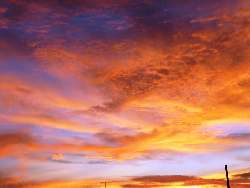 Clouds at Sunset — Orange, Dramatic, Photograph, Sky, Pole