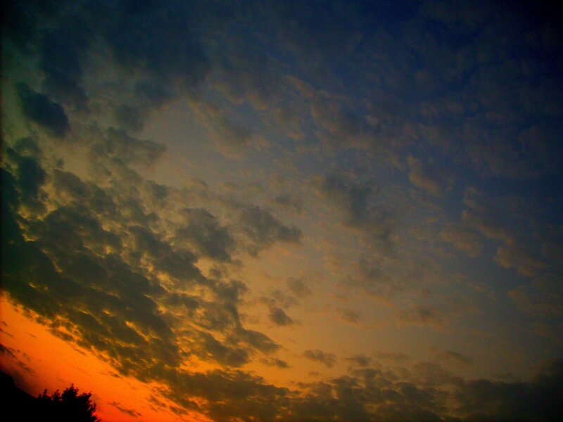 Clouds at Sunset — Orange, Dramatic, Photograph, Sky, Silhouette, Blue