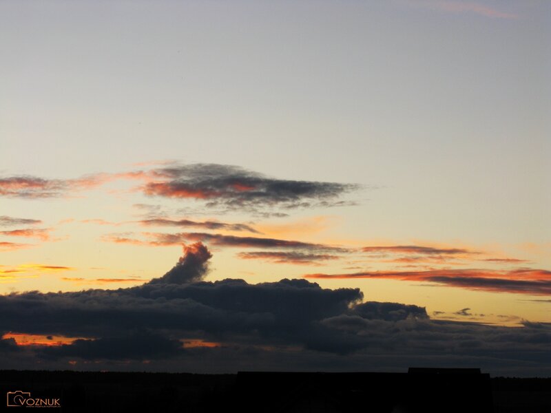 Clouds at Sunset — Orange, Dramatic, Photograph, Sky, Silhouette