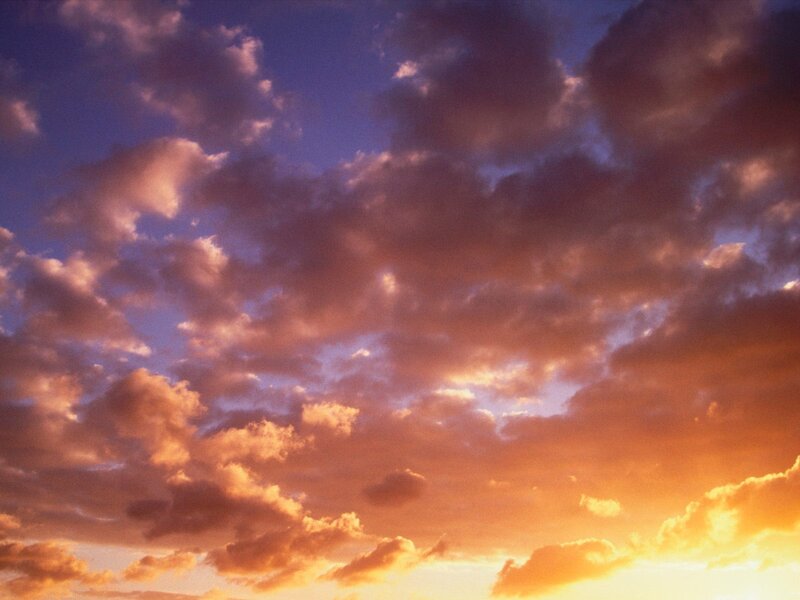 Clouds at Sunset — Orange, Dramatic, Photograph, Sky, Sun, Purple, Blue