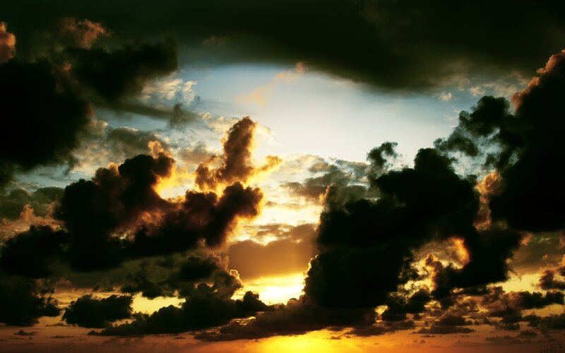 Clouds at Sunset — Orange, Dramatic, Photograph, Sky, Sun, Yellow