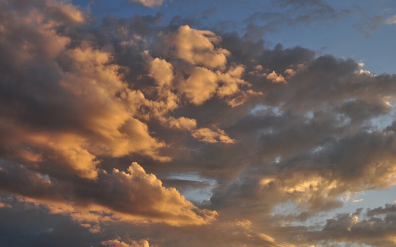 Clouds at Sunset — Orange, Dramatic, Photograph, Sky, Sunlight, Blue, Gray