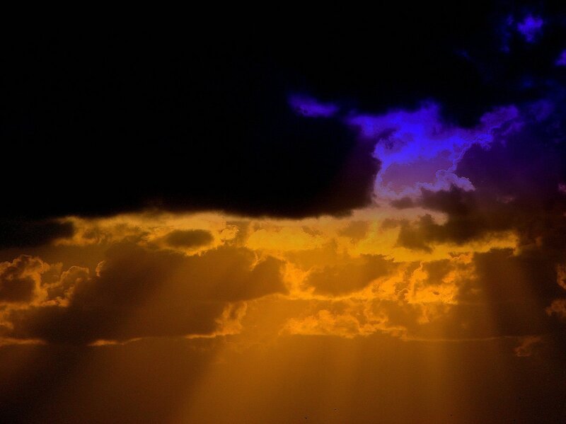 Clouds at Sunset — Orange, Dramatic, Photograph, Sky, Sunlight, Purple, Black