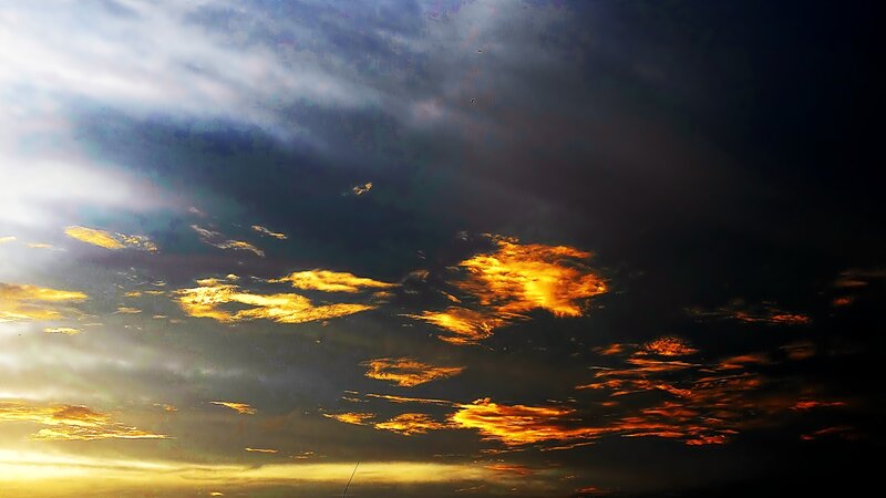 Clouds at Sunset — Orange, Dramatic, Photograph, Sky, Sunlight, Yellow, Dark Blue
