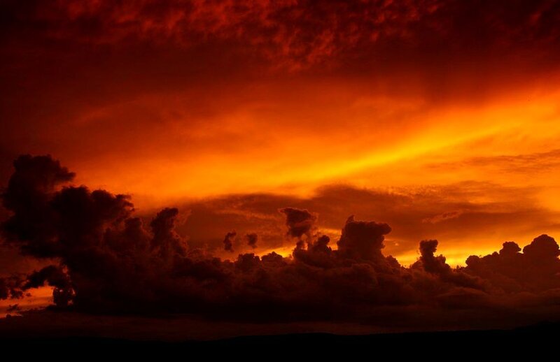 Clouds at Sunset — Orange, Dramatic, Photograph, Sky