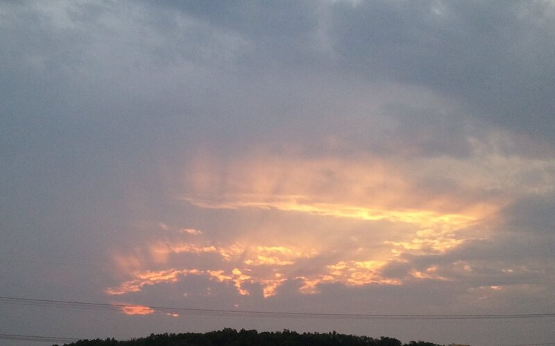 Clouds at Sunset — Orange, Dramatic, Photograph, Sky, Trees, Power Lines