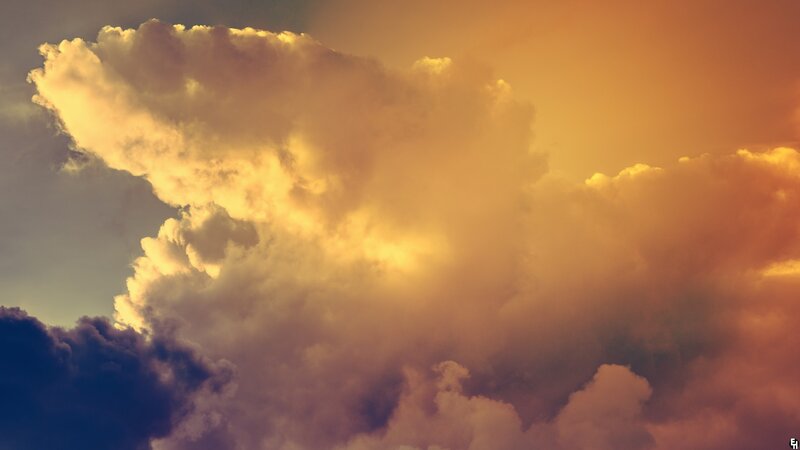 Clouds at Sunset — Orange, Dramatic, Photograph, Sky, Yellow, Purple, Fj